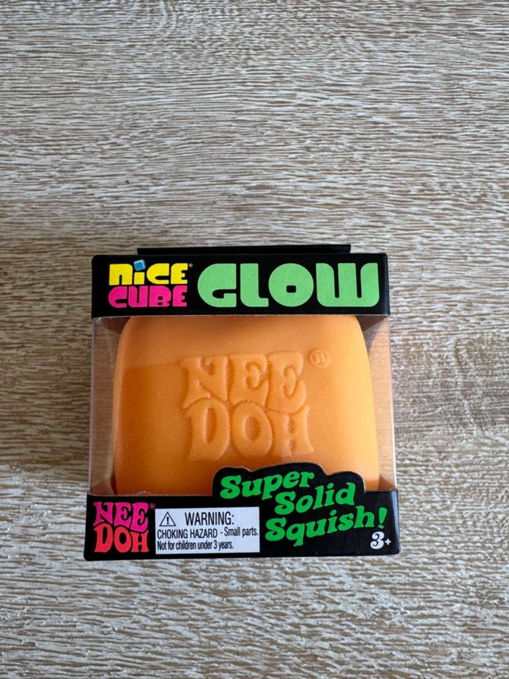 NeeDoh Glow Super Solid Squish Orange Cube